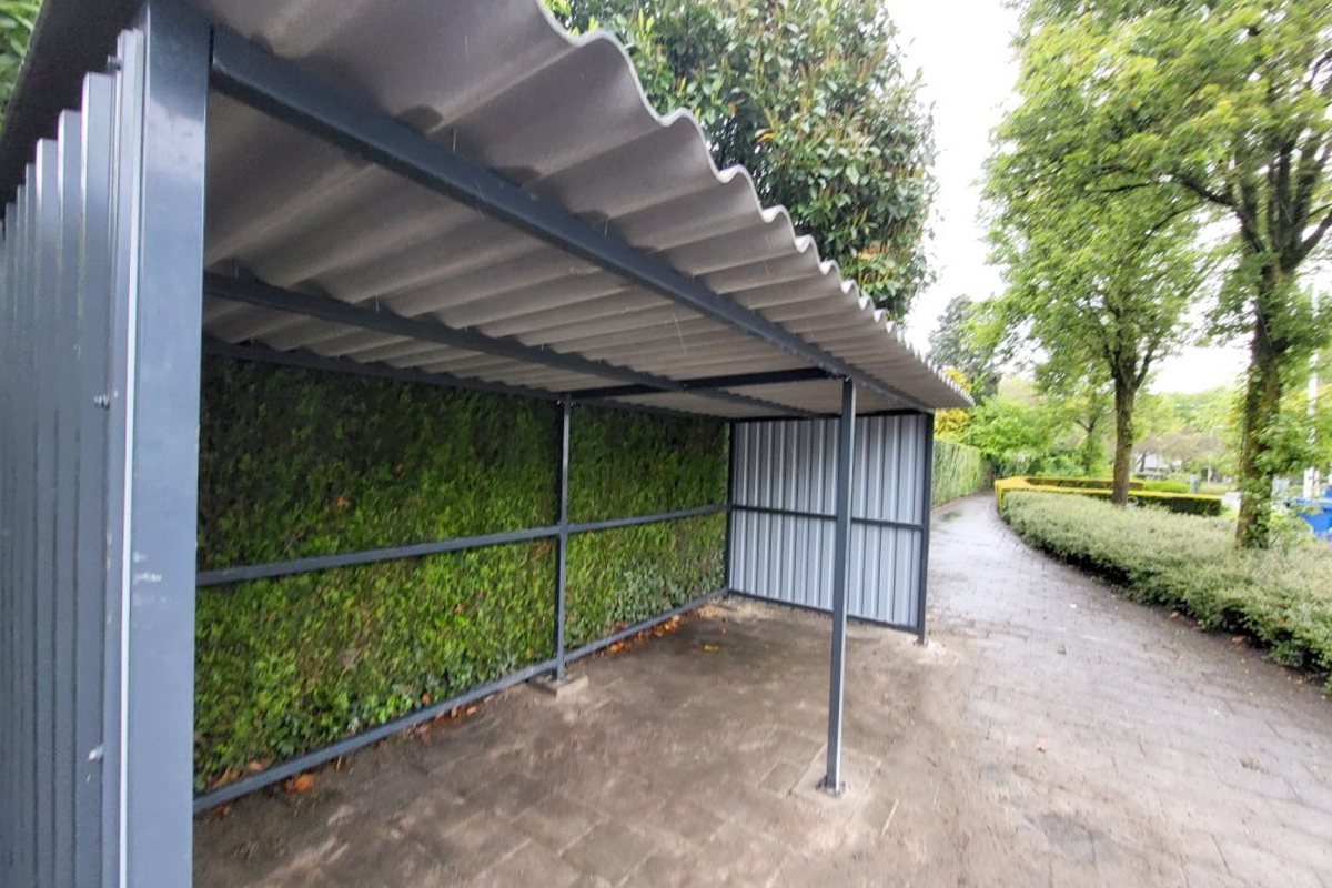 poedercoating fietsenberging in elke kleur