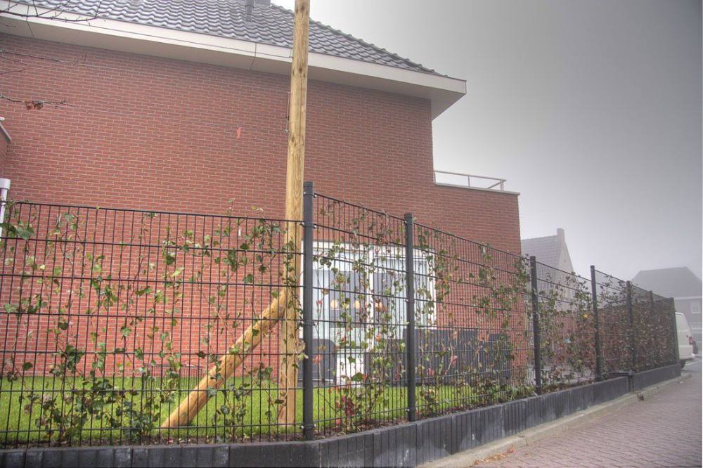 Dubbelstaafmat afrastering met groene beplanting